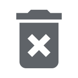 Trash can icon with an "X" in the center, representing the delete or remove action.