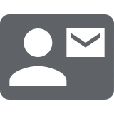 Icon depicting a user profile and an envelope, representing contact information or user messaging.