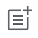 Icon of a document with three horizontal lines and a plus sign in the top right corner, representing "start a new chat".